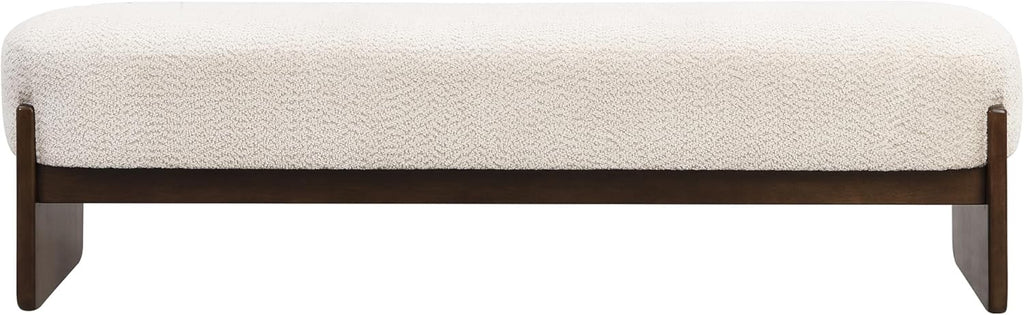 Christopher Knight Home Arden Minimalist Loop Yarn Ottoman Bench | Rubberwood Frame Entryway & Bedroom Bench