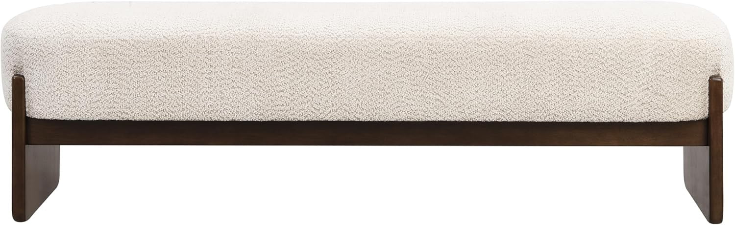 Christopher Knight Home Arden Minimalist Loop Yarn Ottoman Bench | Rubberwood Frame Entryway & Bedroom Bench