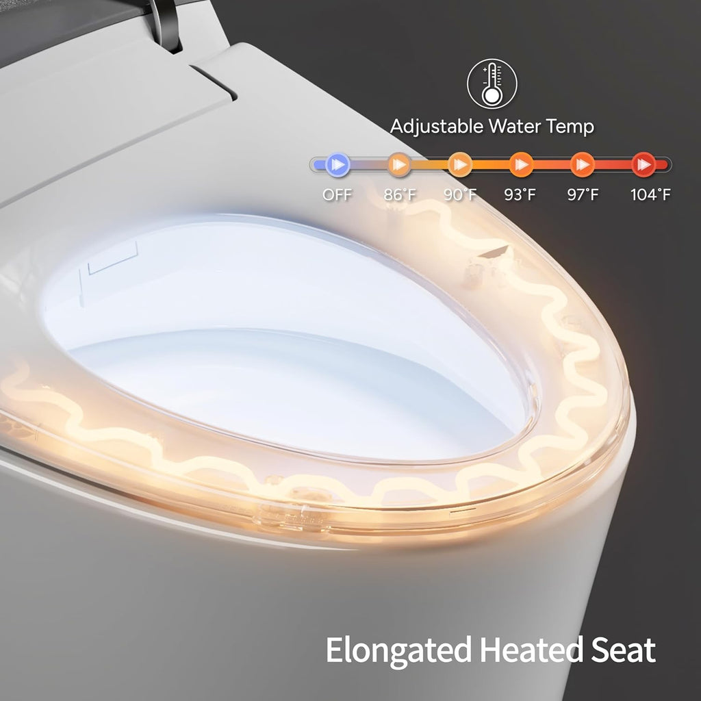 CANEST Smart Toilet with Built-In Bidet | ADA Comfort Height Dual-Flush 1.1/1.6 GPF with Heated Seat & Remote