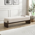 Christopher Knight Home Arden Minimalist Loop Yarn Ottoman Bench | Rubberwood Frame Entryway & Bedroom Bench