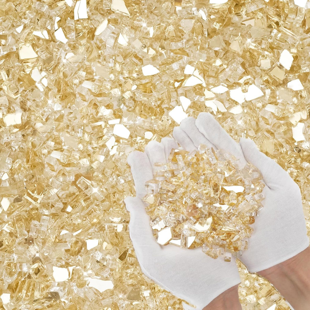 Skyflame Gold Reflective Fire Glass – High Luster Tempered Fire Pit & Fireplace Glass