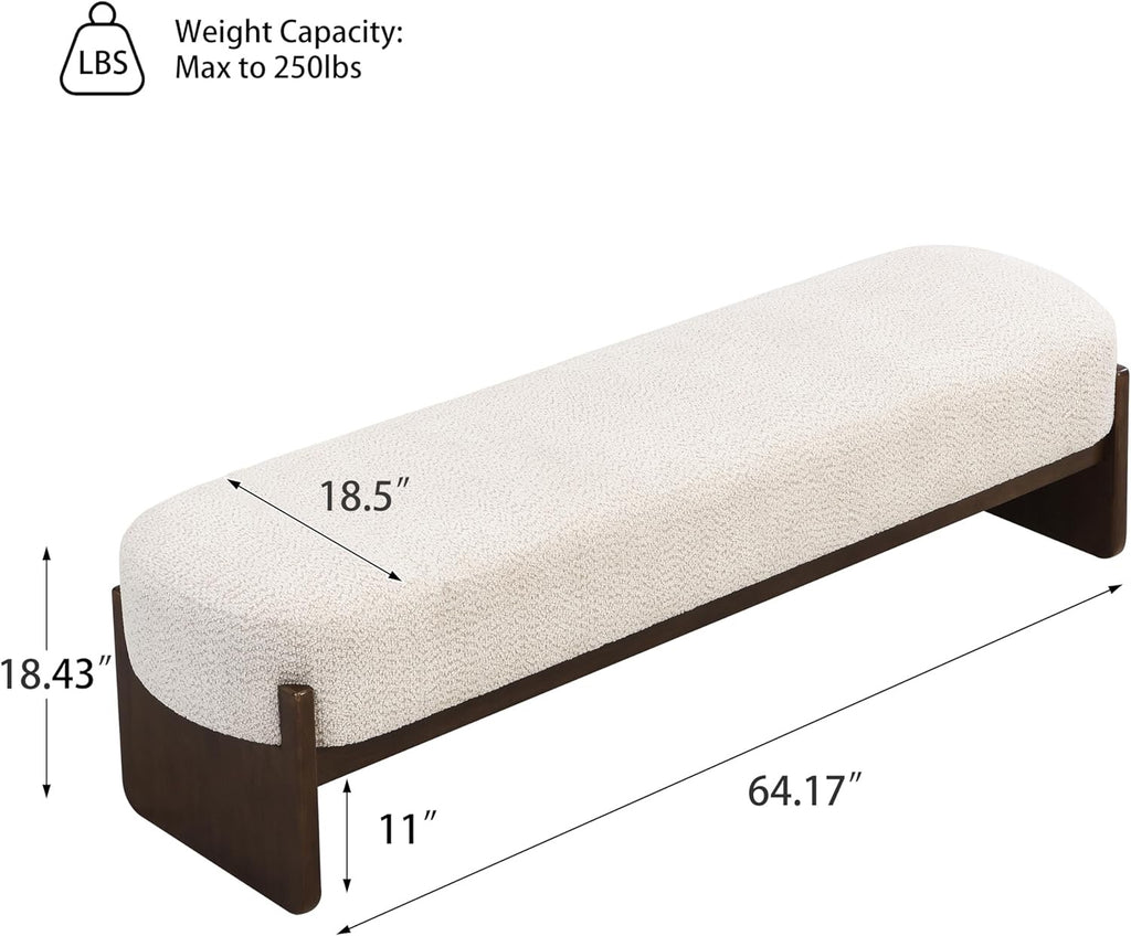 Christopher Knight Home Arden Minimalist Loop Yarn Ottoman Bench | Rubberwood Frame Entryway & Bedroom Bench