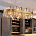 Siljoy 16-Light Modern Crystal Chandelier | Luxury Brushed Gold Raindrop Pendant Light (35.4″)