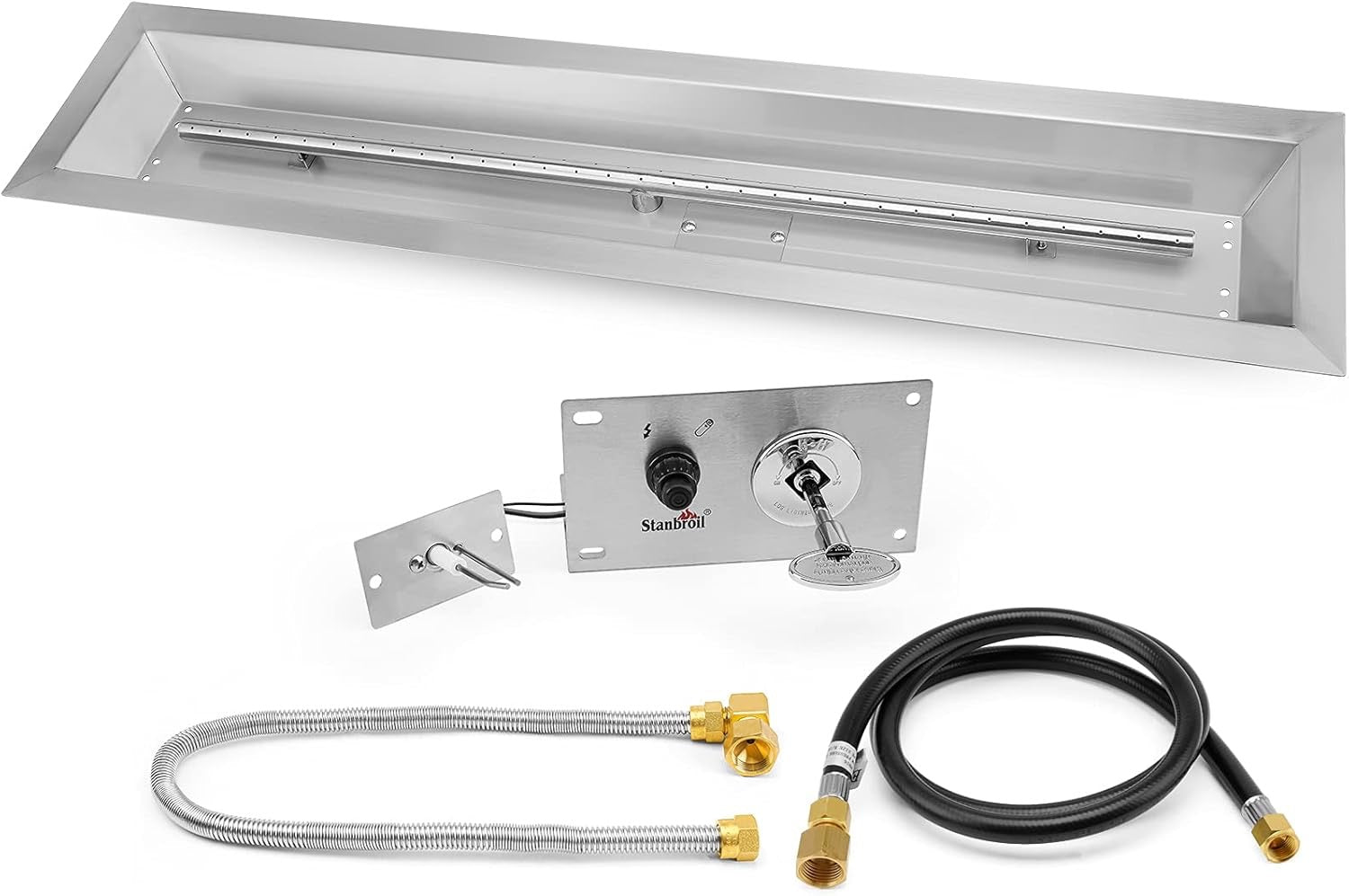 Stanbroil Linear Natural Gas Fire Pit Burner Kit – 48-Inch Stainless Steel DIY Fireplace Insert