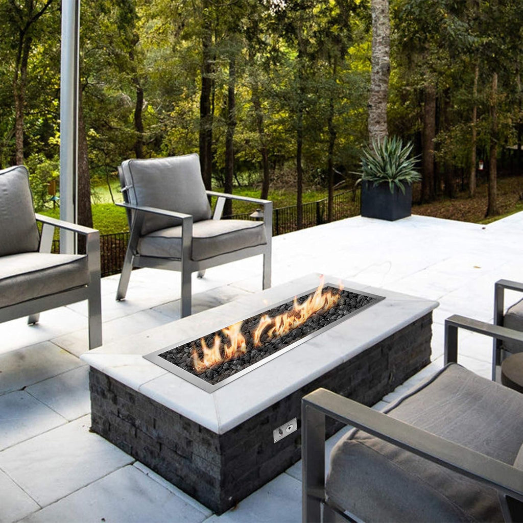 Stanbroil Linear Natural Gas Fire Pit Burner Kit – 48-Inch Stainless Steel DIY Fireplace Insert