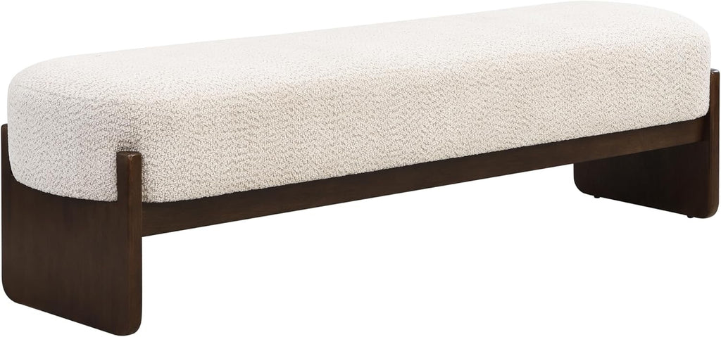 Christopher Knight Home Arden Minimalist Loop Yarn Ottoman Bench | Rubberwood Frame Entryway & Bedroom Bench