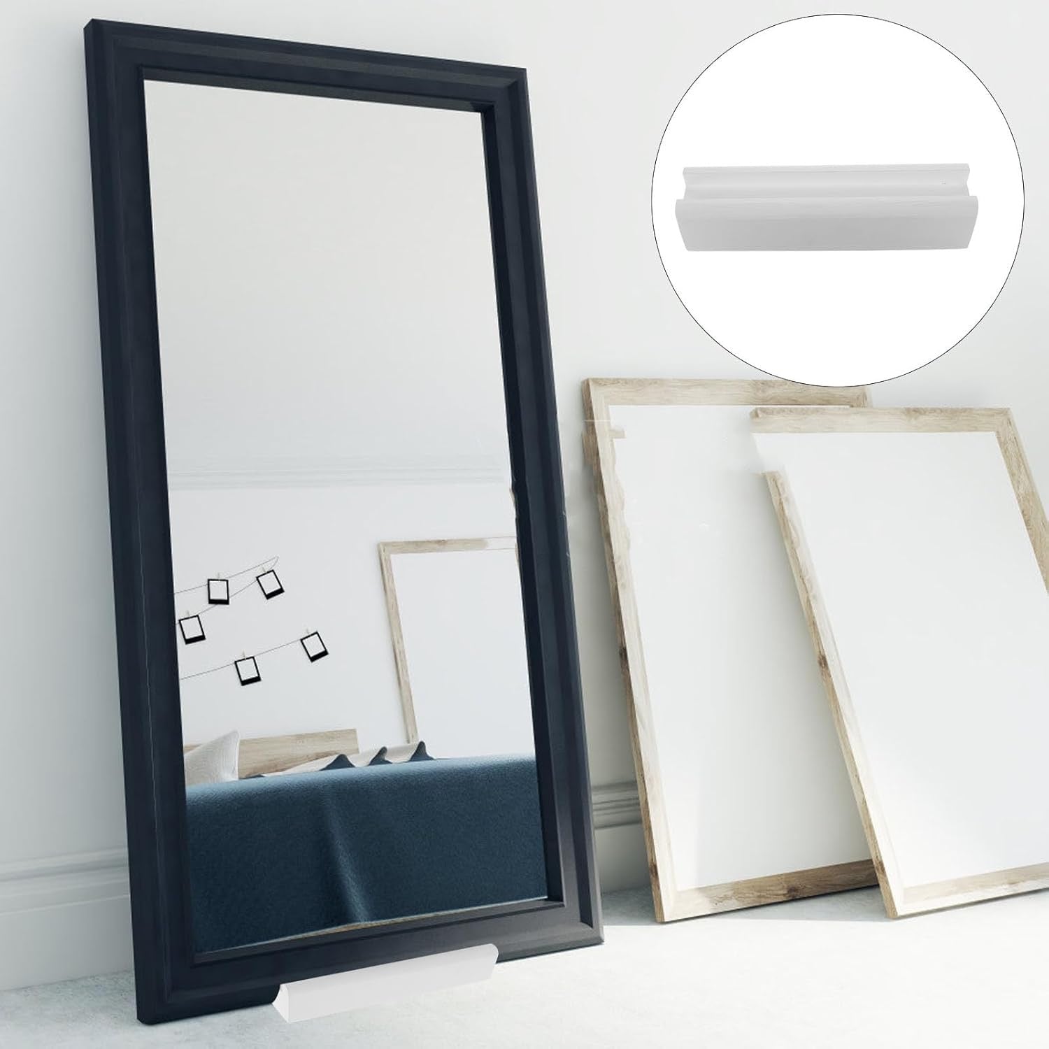 Zerodeko Wooden Floor Mirror Stand | Full-Length Mirror Support Frame with Anti-Slip Base