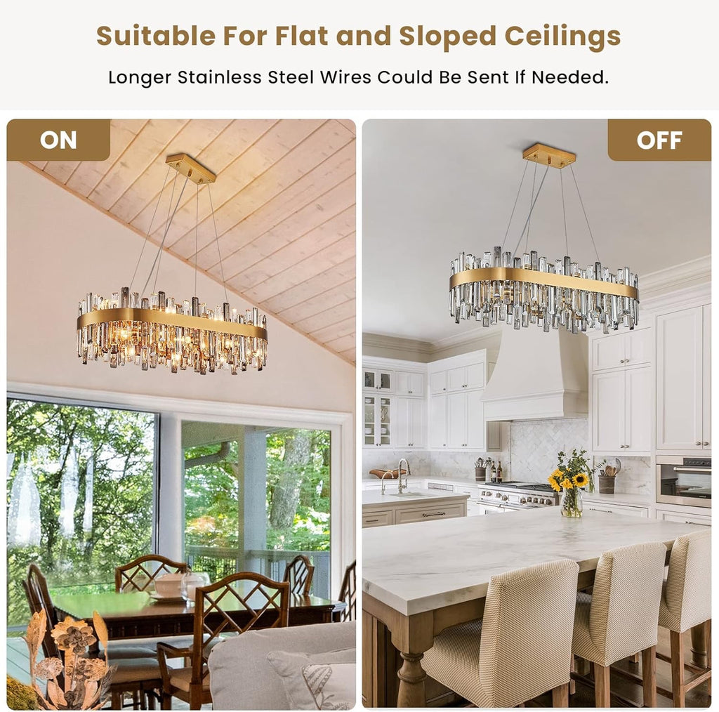 Siljoy 16-Light Modern Crystal Chandelier | Luxury Brushed Gold Raindrop Pendant Light (35.4″)