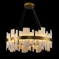 31.5” Alabaster Round Chandelier | Natural Spanish Stone Modern Luxury Ceiling Light