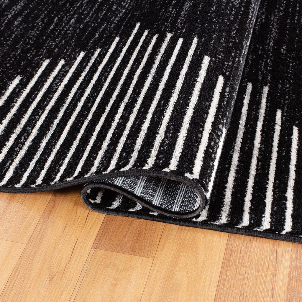 Rugshop Bohemian Stripe Runner Rug | Black 2' x 10' Stain-Resistant Runner