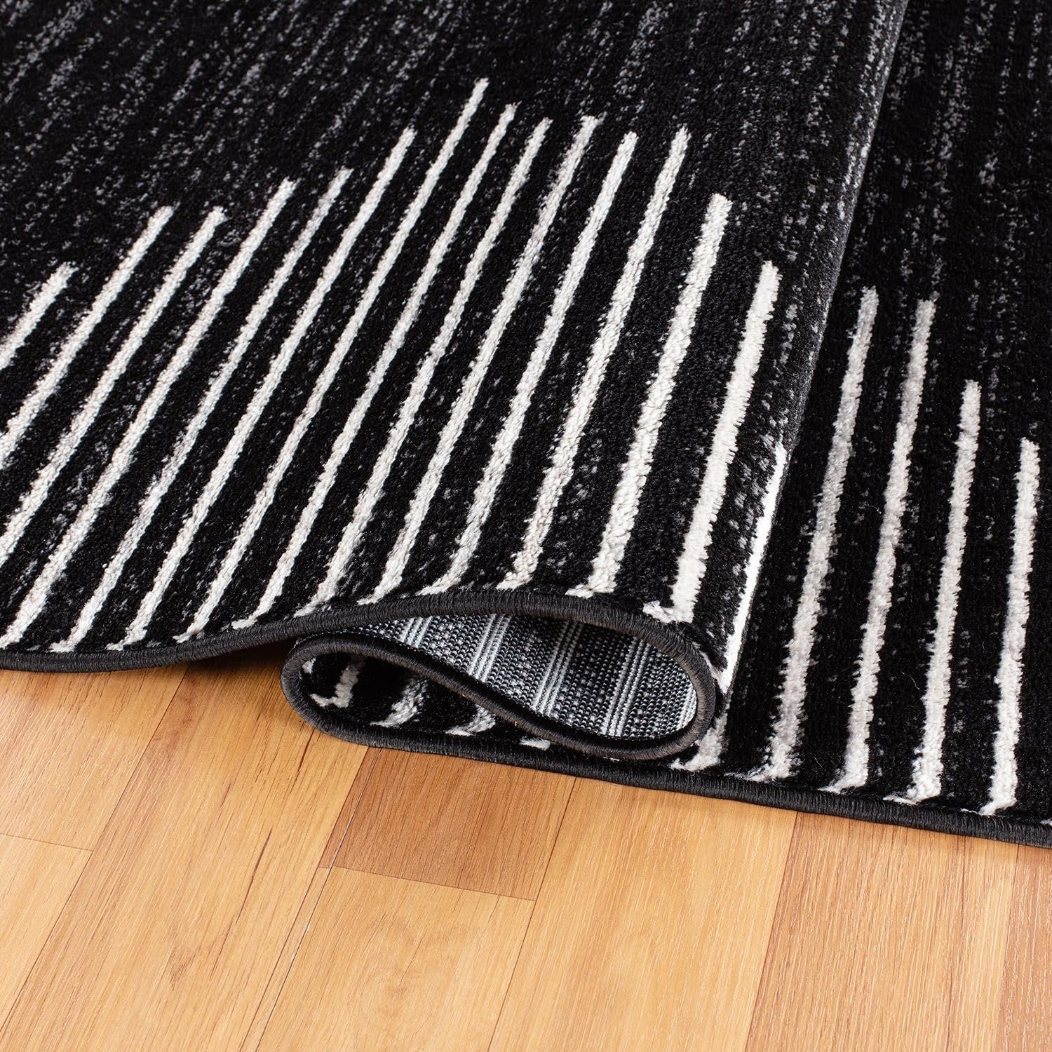 Rugshop Bohemian Stripe Runner Rug | Black 2' x 10' Stain-Resistant Runner