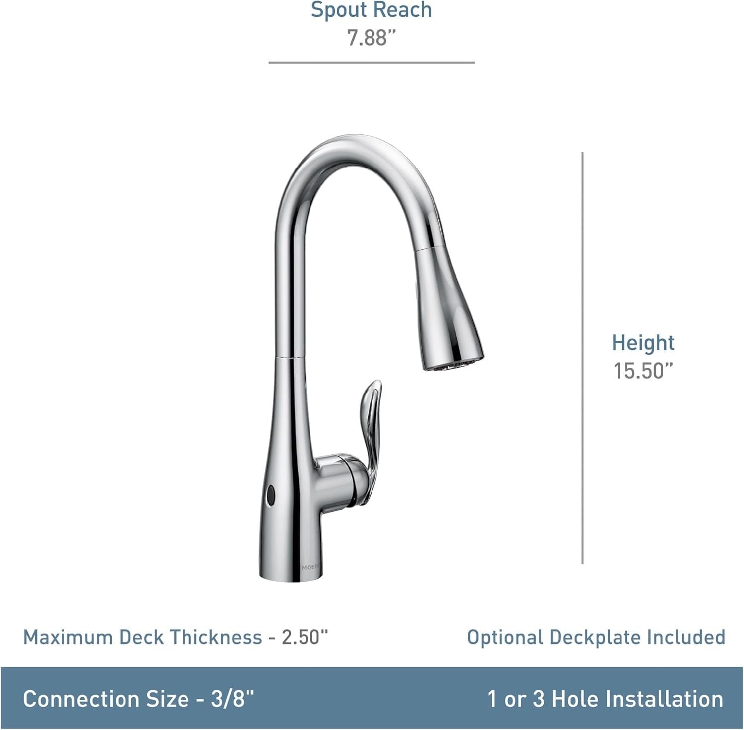 Moen Arbor MotionSense Wave Touchless Kitchen Faucet Matte Black 7594EWBL | Pulldown Sprayer with Power Clean