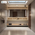 Genpai 88" Modern Floating Bathroom Vanity with Double Sinks | Smart LED Mirror & Defog System | Wall-Mounted Storage