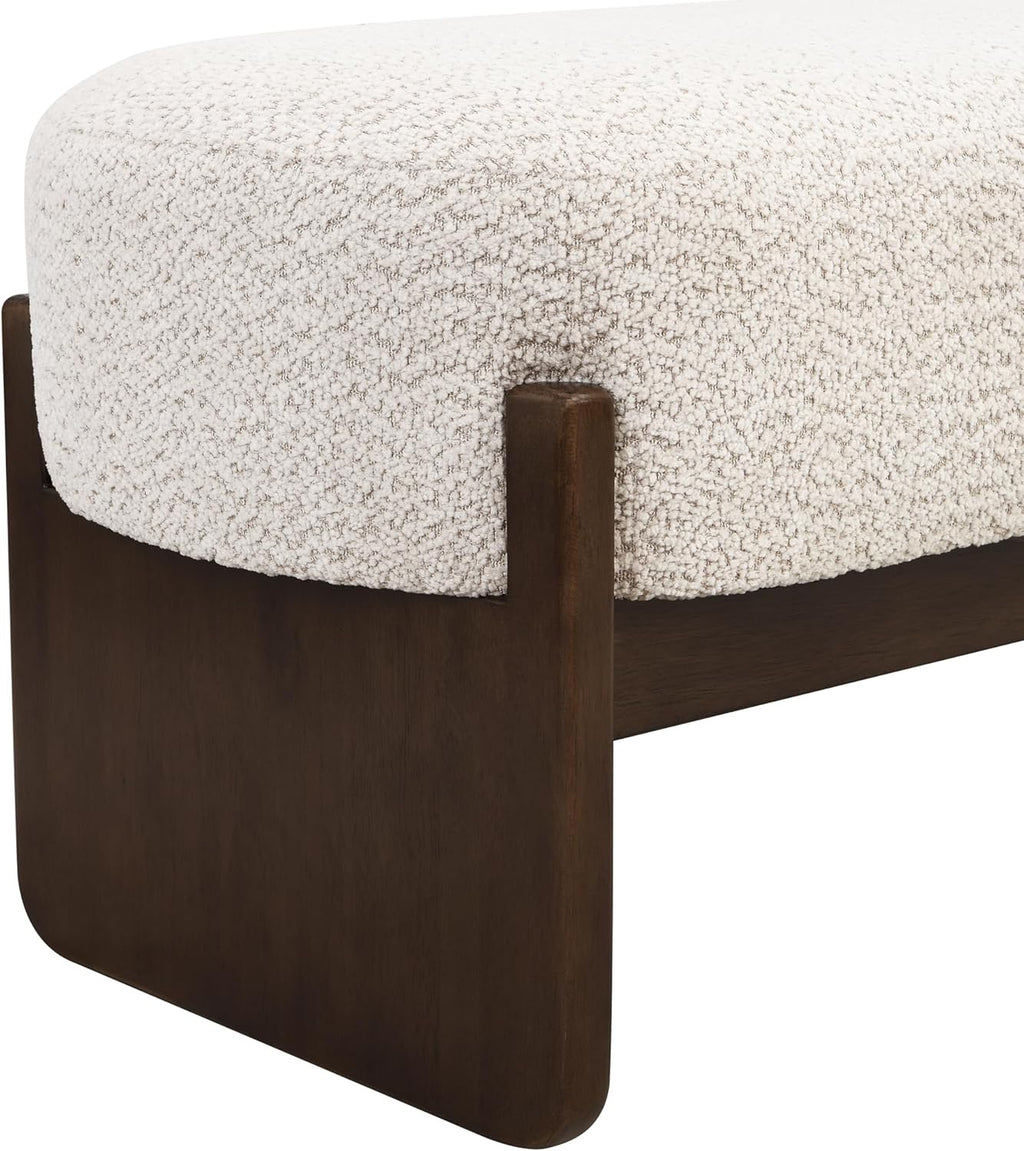 Christopher Knight Home Arden Minimalist Loop Yarn Ottoman Bench | Rubberwood Frame Entryway & Bedroom Bench