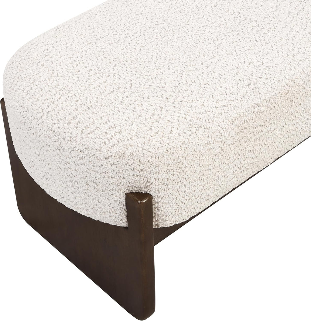 Christopher Knight Home Arden Minimalist Loop Yarn Ottoman Bench | Rubberwood Frame Entryway & Bedroom Bench