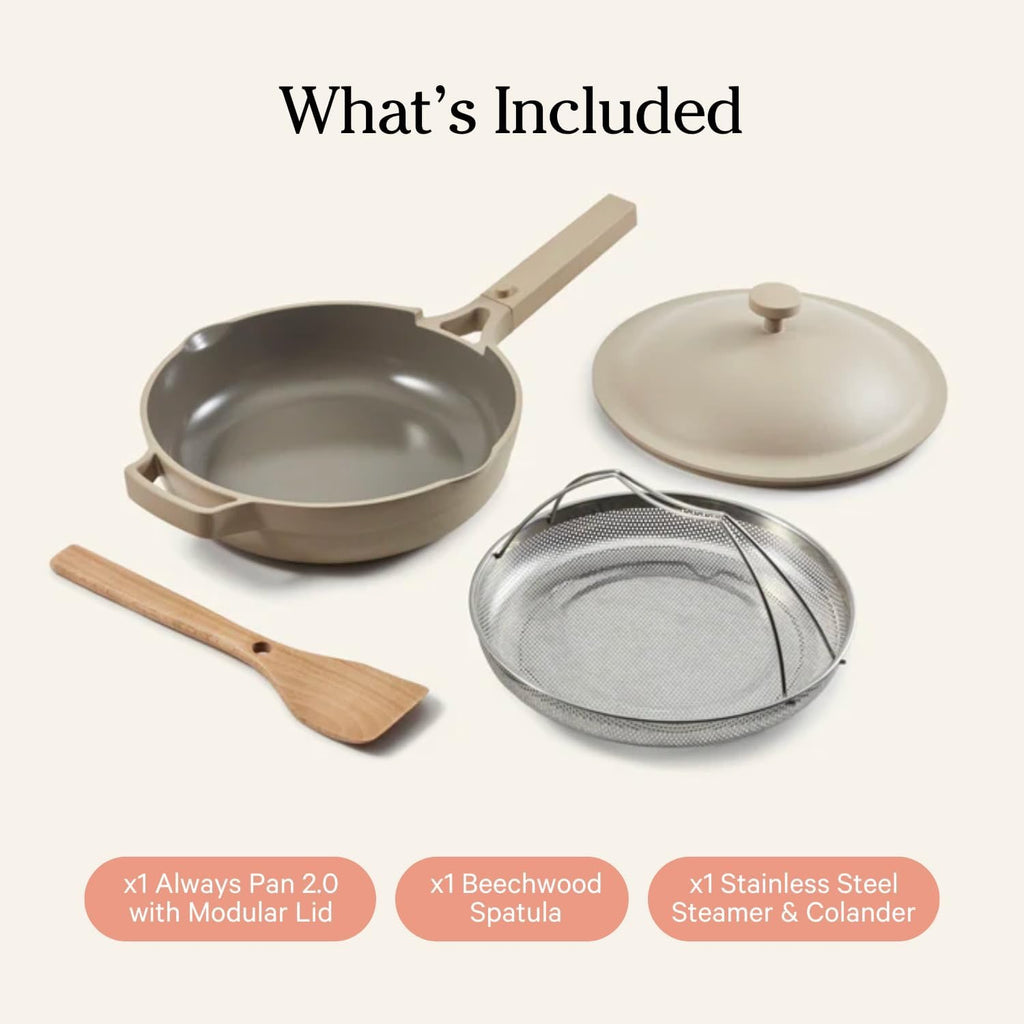 Our Place Always Pan 2.0 (10.5″) | 10-in-1 Non-Toxic Ceramic Nonstick Cookware Set