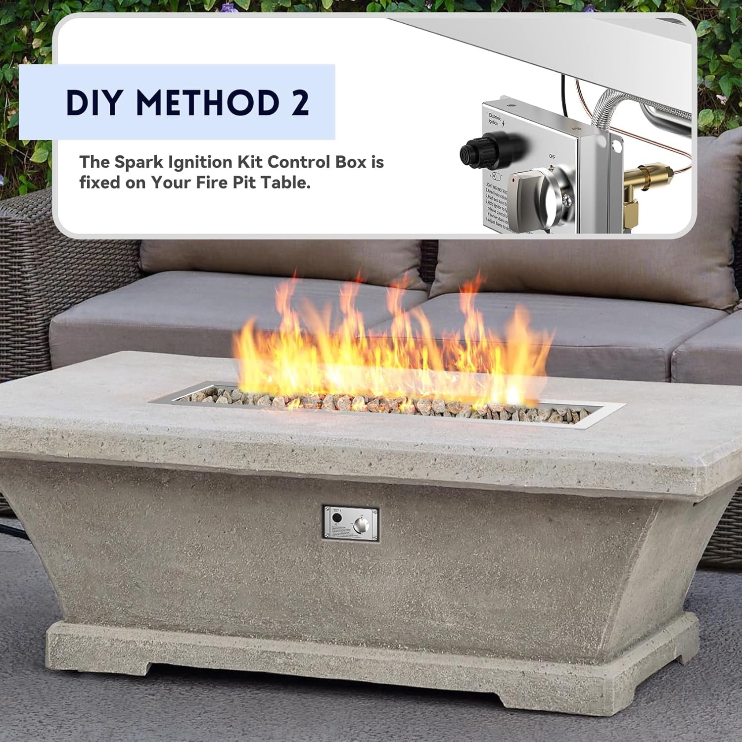 Skyflame 36-Inch Linear Propane Fire Pit Burner Kit – Stainless Steel Drop-In Burner with Electronic Ignition