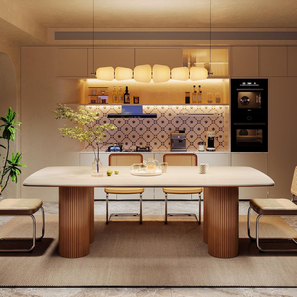 Tribesigns 78.7" Sintered Stone Dining Table | Luxury Mid-Century Dining Table for 8–10