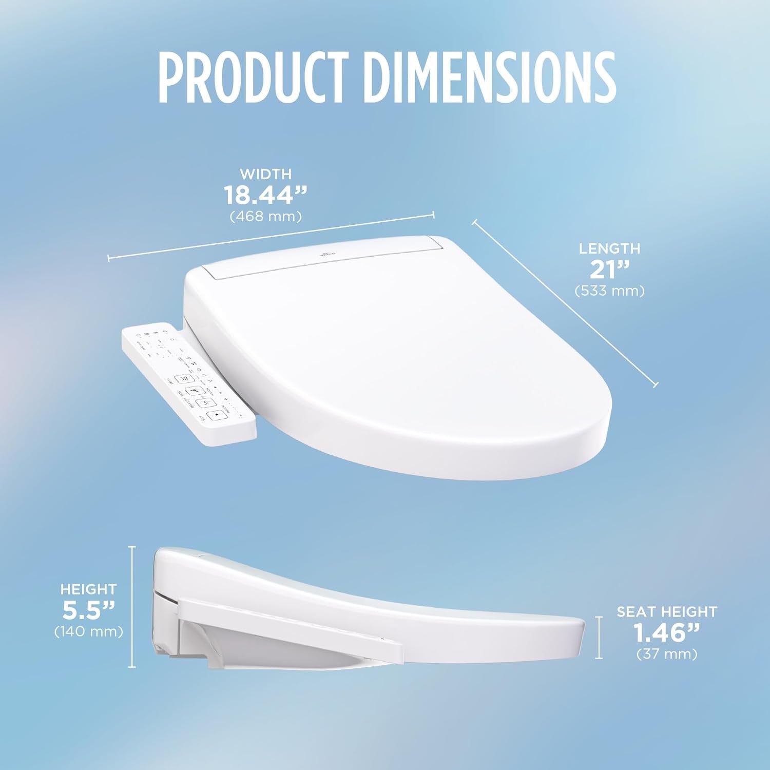 TOTO® WASHLET® S2 Electronic Bidet Toilet Seat SW3346#01 | Instantaneous Heating, PREMIST & EWATER+ (Elongated, Cotton White)