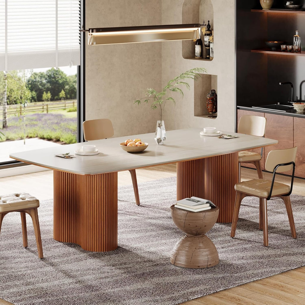 Tribesigns 78.7" Sintered Stone Dining Table | Luxury Mid-Century Dining Table for 8–10