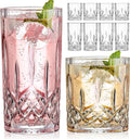 Crystal Drinking Glasses Set of 8 | 11oz Highball & Whiskey Glasses (Modern Mixed Cocktail Glassware Set)