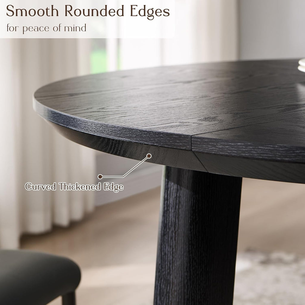 OKD 47" Round Dining Table | Light Tree Knot Finish Pedestal Dining Table