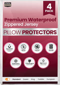 Utopia Bedding Waterproof Pillow Protectors (Set of 4) | Zippered Pillow Encasements, Dust Mite & Bed Bug Proof – Standard Size
