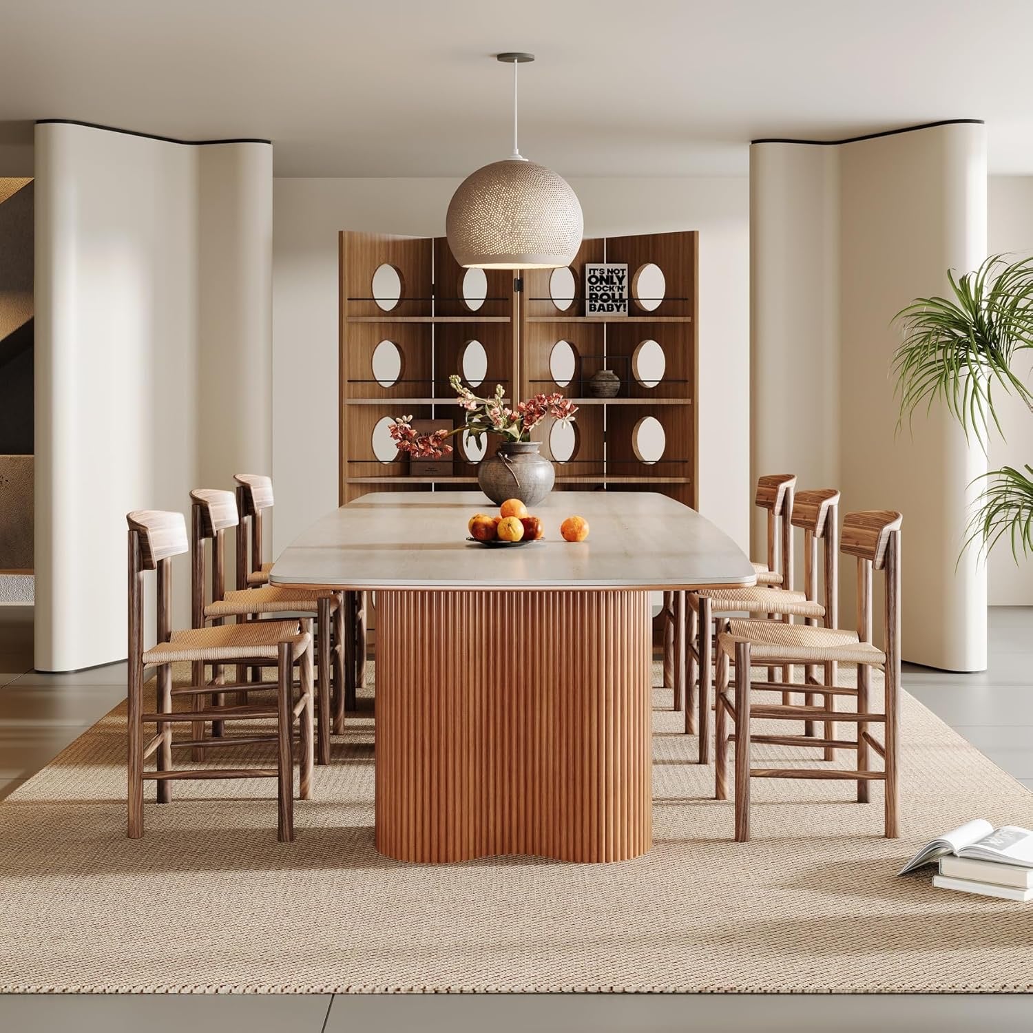 Tribesigns 78.7" Sintered Stone Dining Table | Luxury Mid-Century Dining Table for 8–10