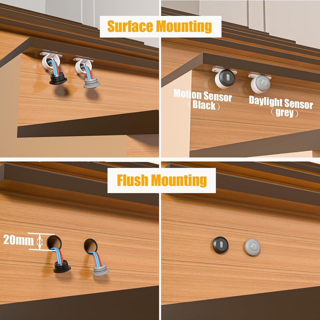 Intelligent Motion-Triggered LED Stair Lighting Kit | 40” Cuttable Warm White LED Strip Lights for 16 Stairs