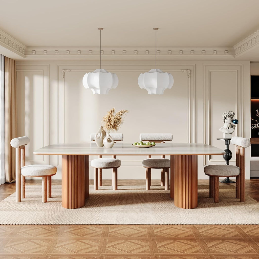 Tribesigns 78.7" Sintered Stone Dining Table | Luxury Mid-Century Dining Table for 8–10