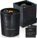 Black Orchid & Pine Moss Crystal Candle | Luxury Soy Blend Candle with Smoky & Clear Quartz, Wood Wick