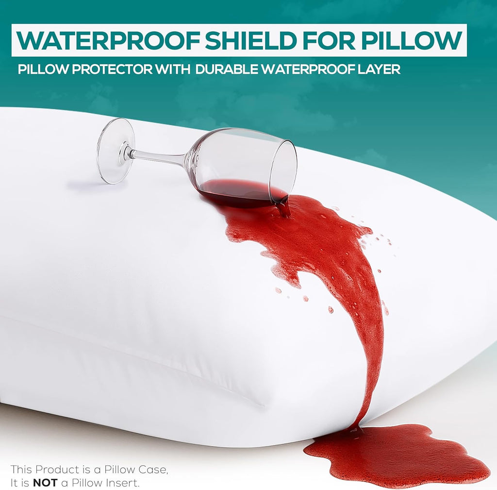 Utopia Bedding Waterproof Pillow Protectors (Set of 4) | Zippered Pillow Encasements, Dust Mite & Bed Bug Proof – Standard Size