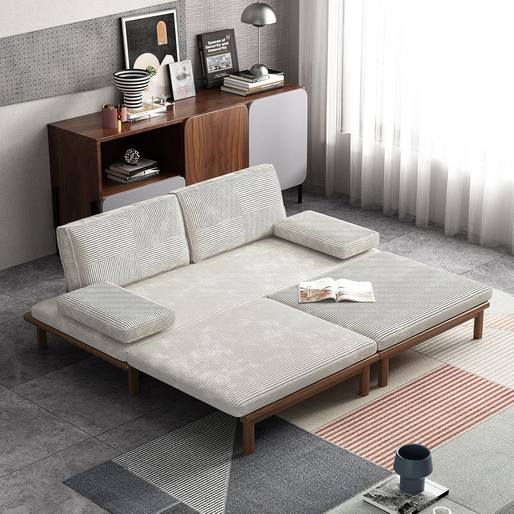 Lartis 78.7” Convertible Sofa Bed | Modern Pull-Out Sleeper Couch with Solid Wood Frame