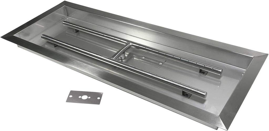 Celestial 30 x 10 Inch Drop-In Fire Pit Pan with Burner – Stainless Steel DIY Gas Fire Pit Insert
