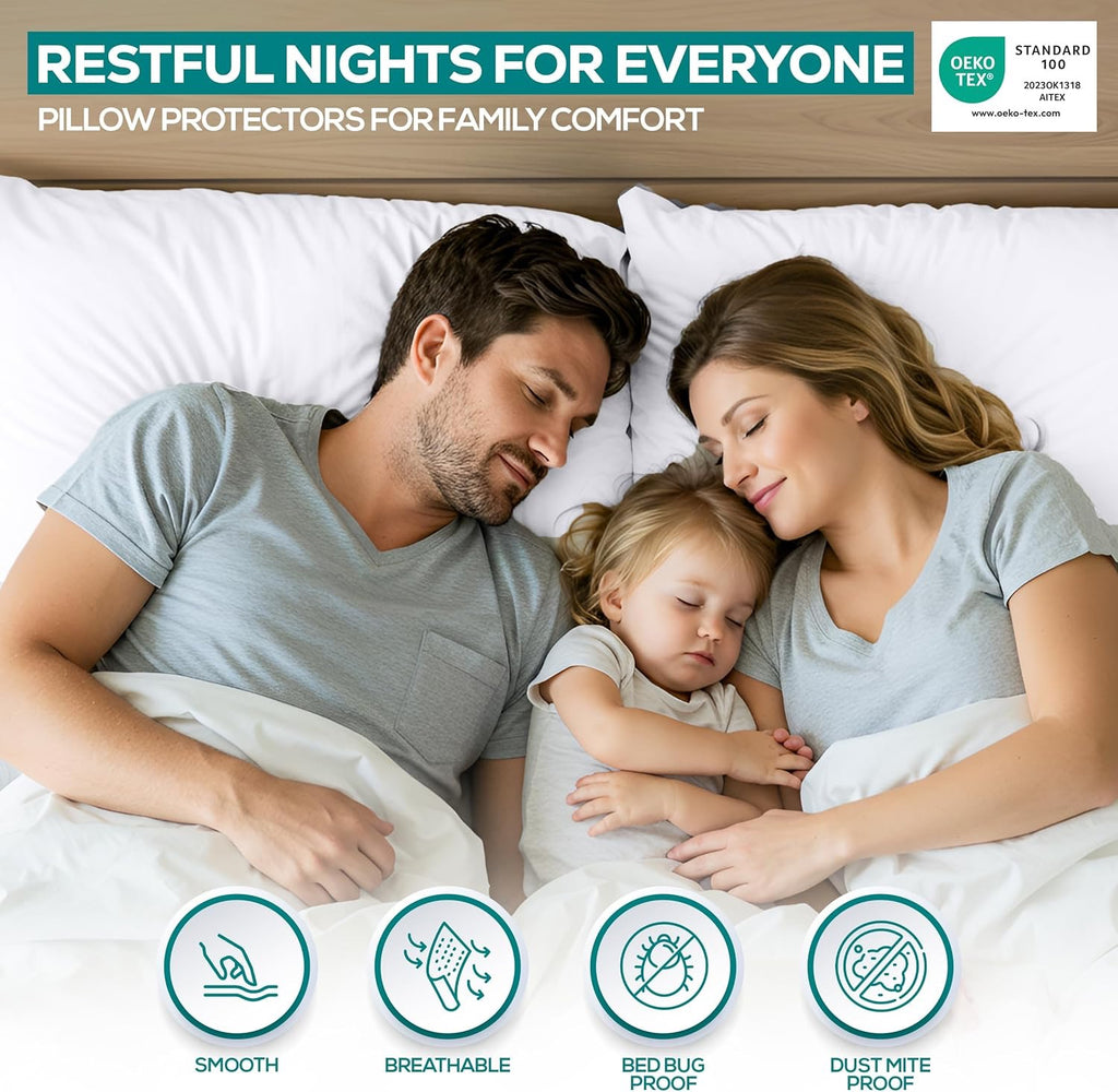 Utopia Bedding Waterproof Pillow Protectors (Set of 4) | Zippered Pillow Encasements, Dust Mite & Bed Bug Proof – Standard Size