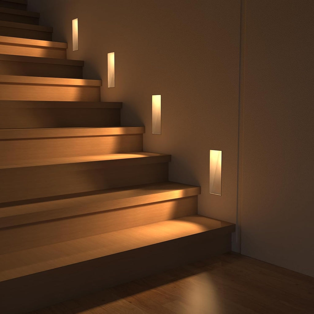Trimless Recessed LED Step Lights (4-Pack) | 2W Warm White 3000K Invisible Stair & Wall Lighting