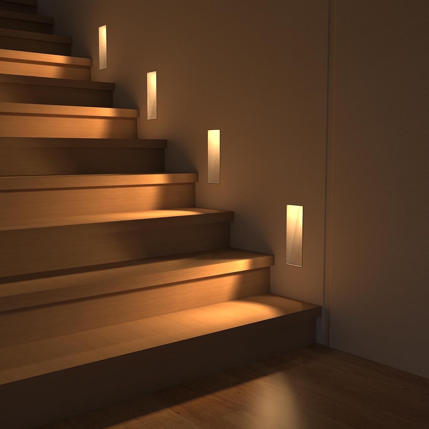Trimless Recessed LED Step Lights (4-Pack) | 2W Warm White 3000K Invisible Stair & Wall Lighting