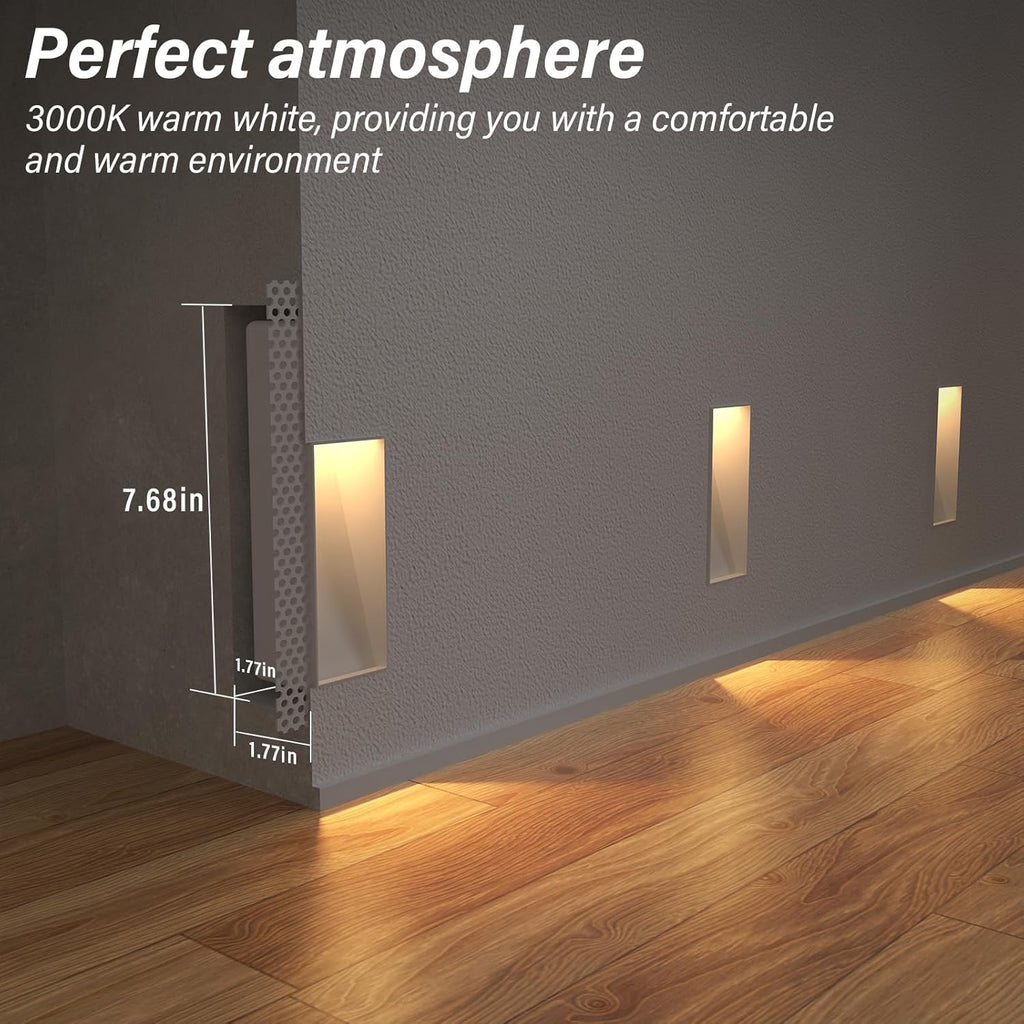 Trimless Recessed LED Step Lights (4-Pack) | 2W Warm White 3000K Invisible Stair & Wall Lighting