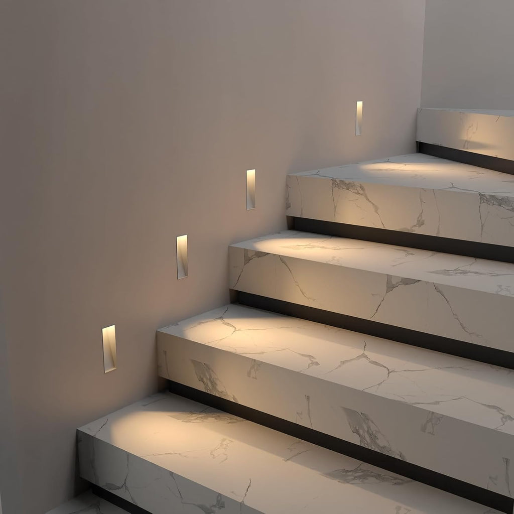 Trimless Recessed LED Step Lights (4-Pack) | 2W Warm White 3000K Invisible Stair & Wall Lighting