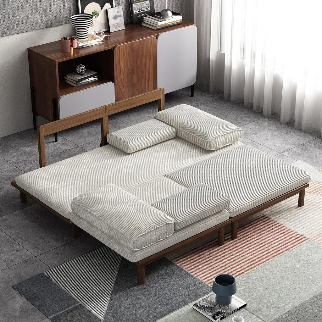 Lartis 78.7” Convertible Sofa Bed | Modern Pull-Out Sleeper Couch with Solid Wood Frame
