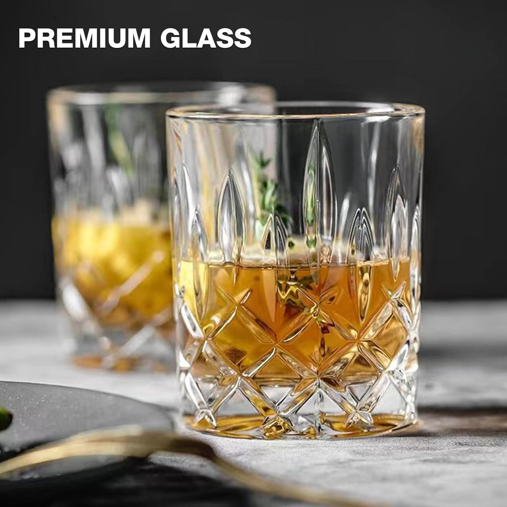 Crystal Drinking Glasses Set of 8 | 11oz Highball & Whiskey Glasses (Modern Mixed Cocktail Glassware Set)