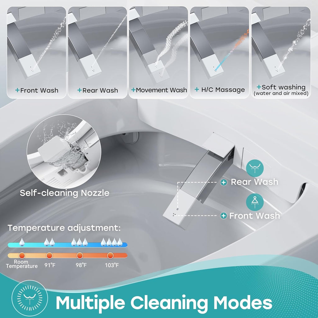 HOROW T38 Artistic Smart Toilet – Heated Bidet Toilet with Auto Lid, Warm Water & Dryer