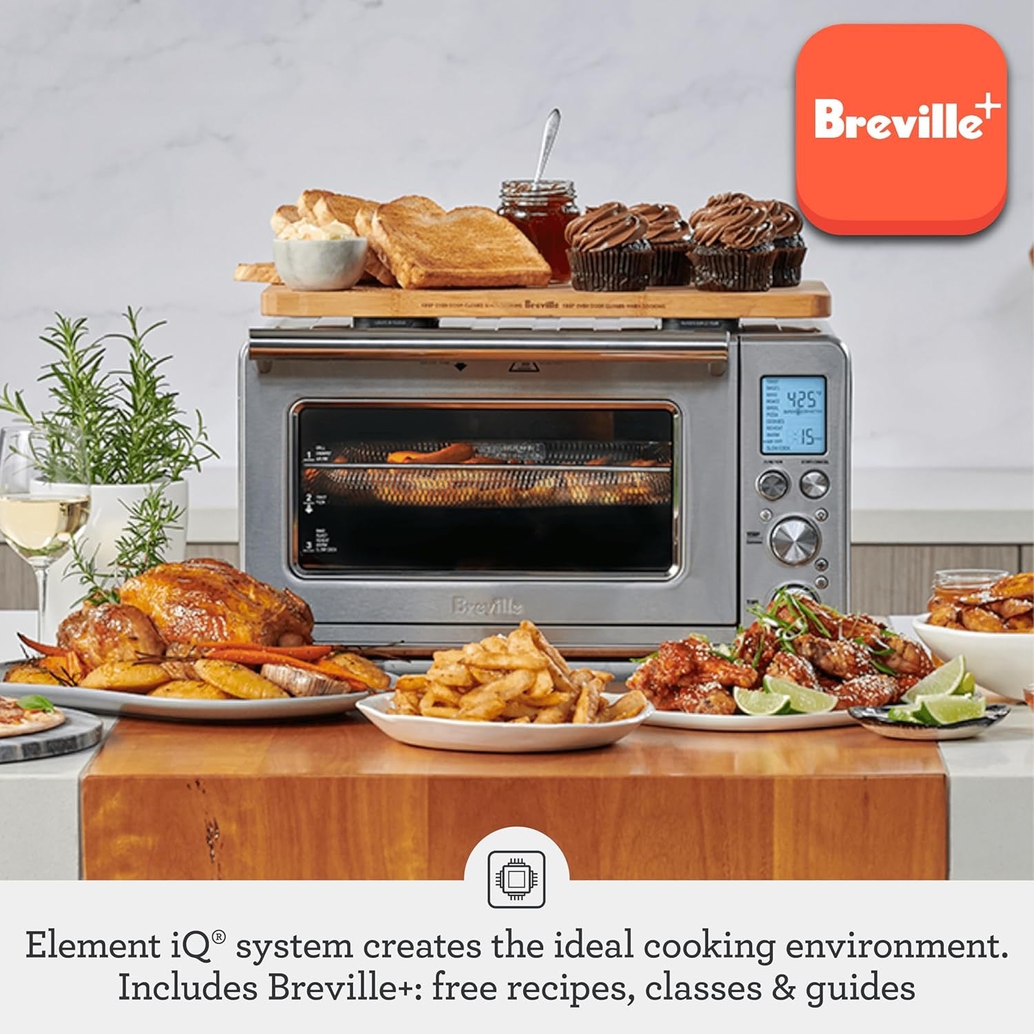 Breville Smart Oven Air Fryer BOV860BSS Convection Countertop Oven Stainless Steel 11 Functions Air Fry Toaster Oven
