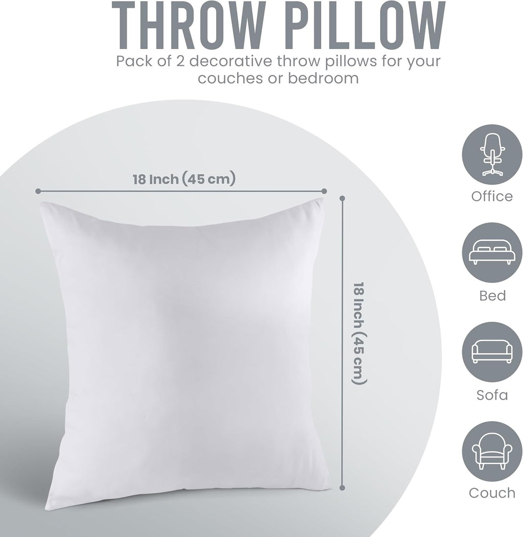 Utopia Bedding 18×18 Decorative Pillow Inserts (Set of 2) | Soft, Supportive & Fluffy Cushion Forms