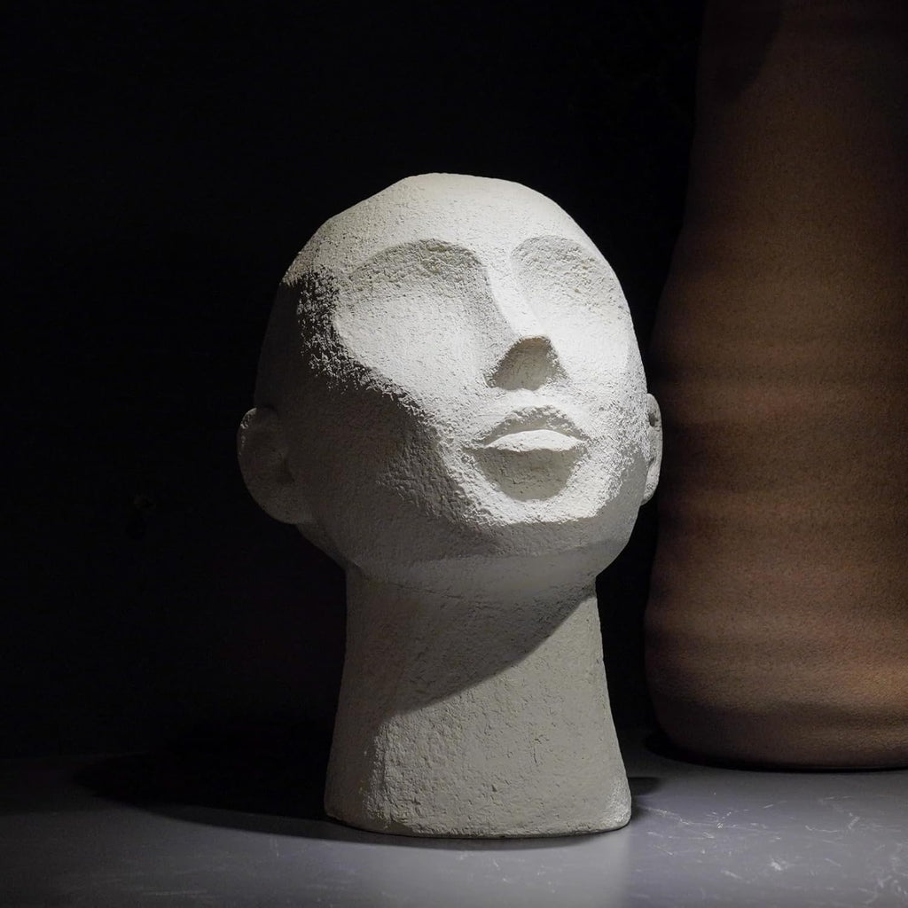 Abstract Thinker Head Sculpture | Modern Resin Bust Statue for Shelf & Table Decor