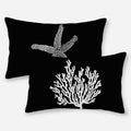 Coastal Starfish Lumbar Pillow Covers (12x20, Set of 2, Black) | Nautical Linen Throw Pillows for Sofa &amp; Bed