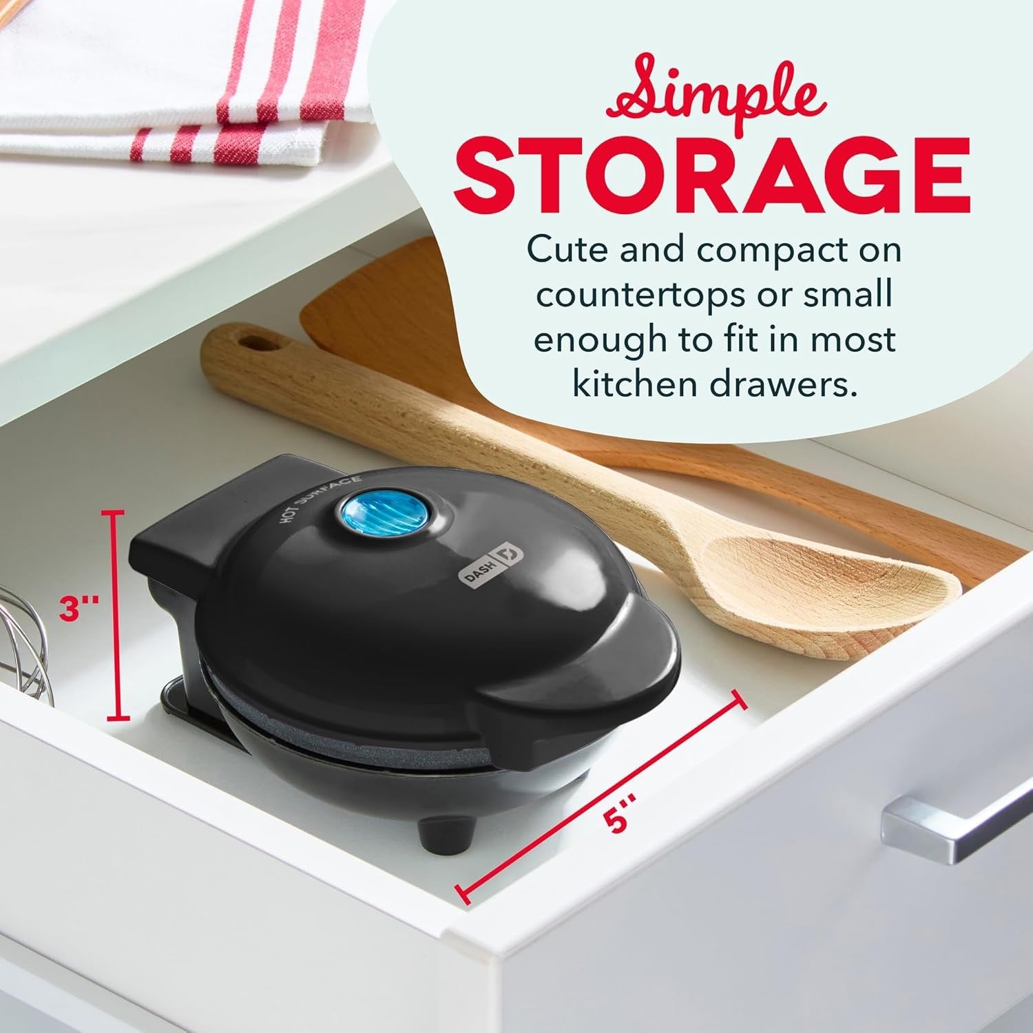 Dash Mini Waffle Maker Compact Nonstick Electric Waffle Iron Easy Clean 4 Inch Kids Family Kitchen Appliance