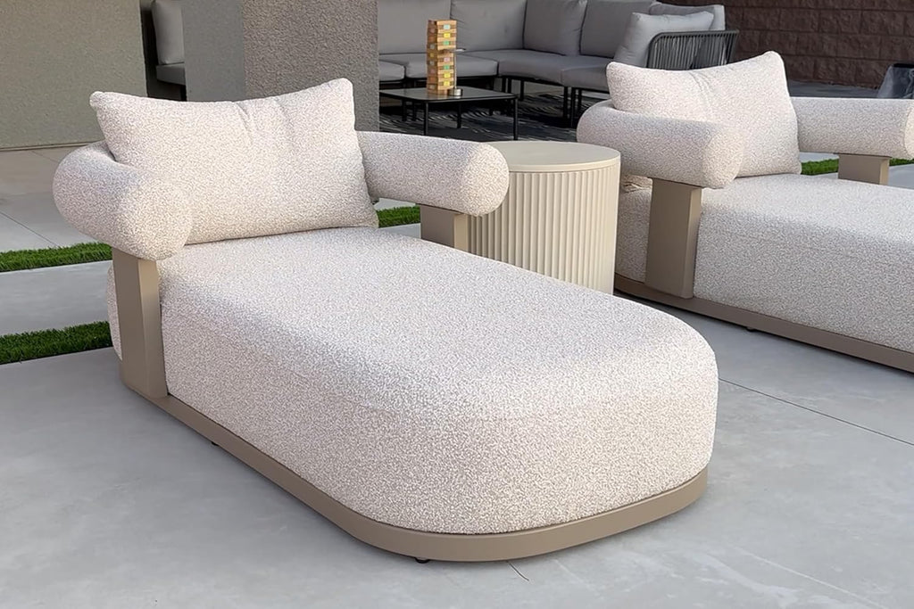 PURPLE LEAF Outdoor Chaise Lounge Chair | Modern Aluminum Patio Lounger with Lumbar Pillow