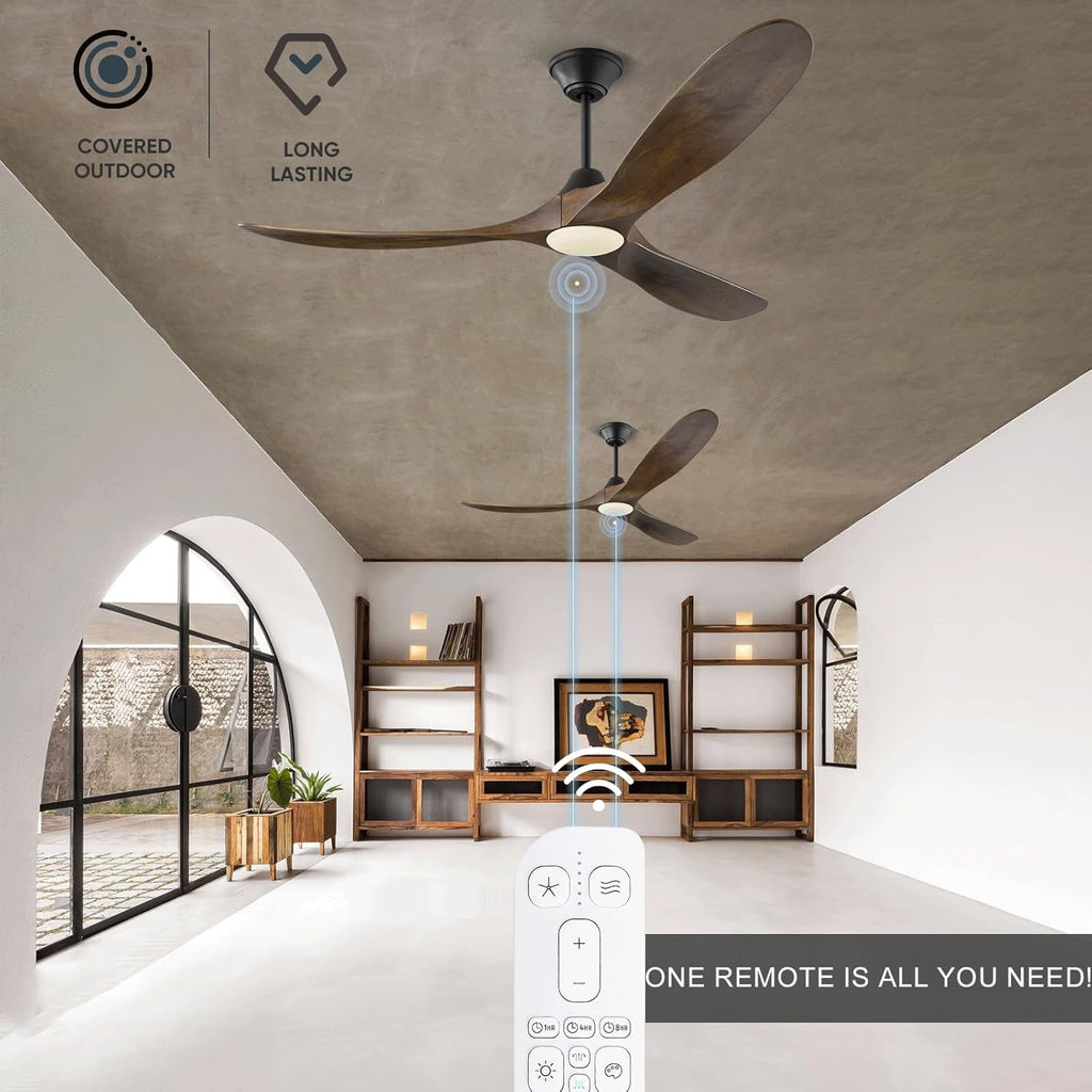 60″ Outdoor Ceiling Fan with Light | Damp-Rated Patio & Porch Fan with Remote & Smart Control