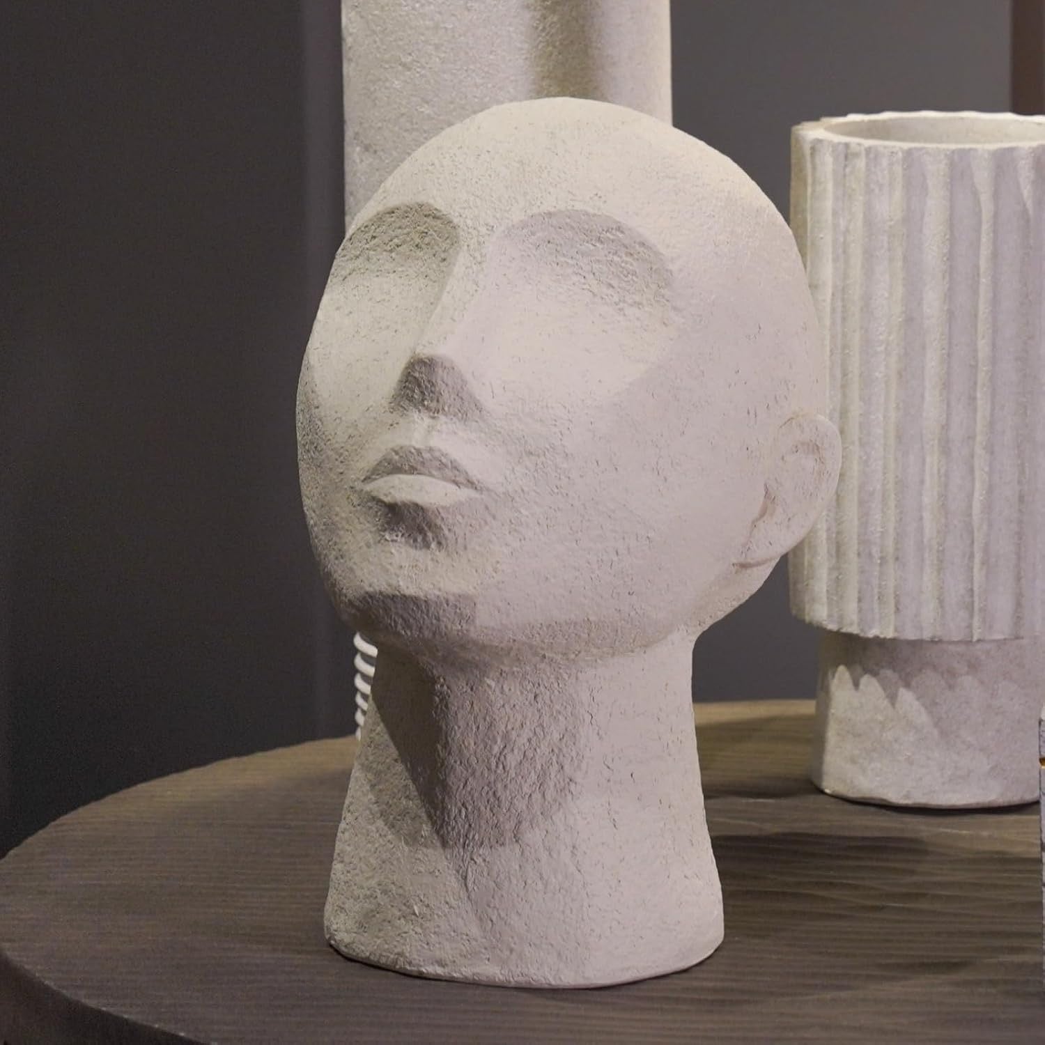 Abstract Thinker Head Sculpture | Modern Resin Bust Statue for Shelf & Table Decor